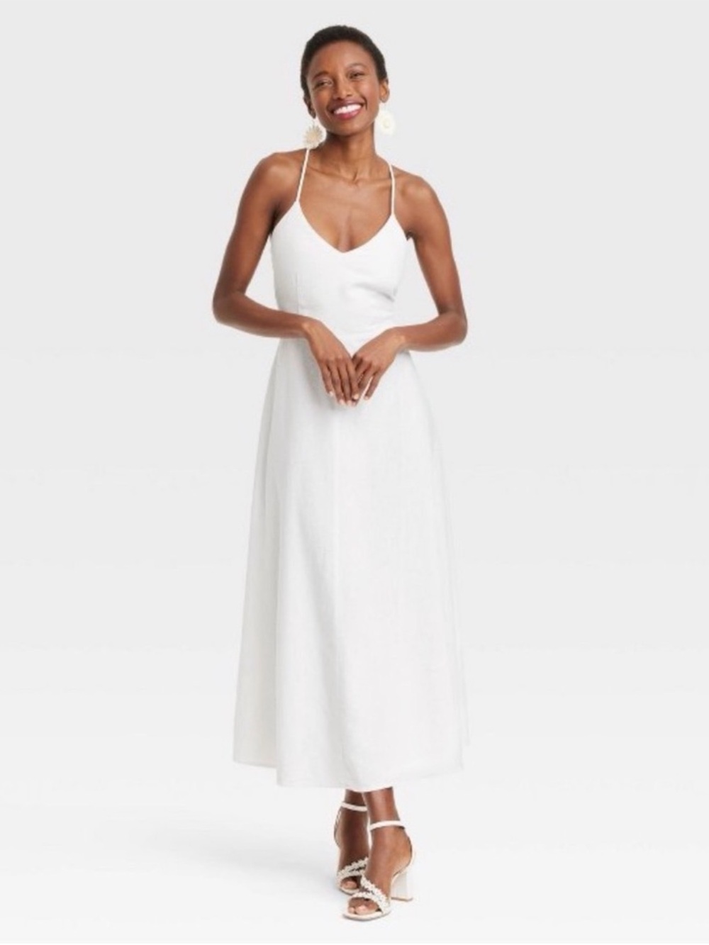 A New Day White Linen Blend Maxi Dress - NWOT - Picture 7 of 7